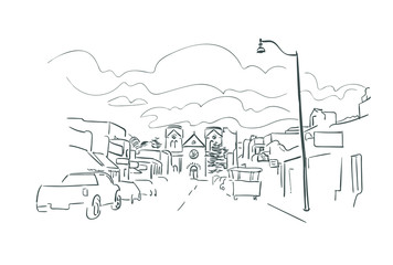 Naklejka premium Santa Fe New Mexico usa America vector sketch city illustration line art