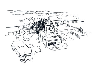 Olympia Washington usa America vector sketch city illustration line art