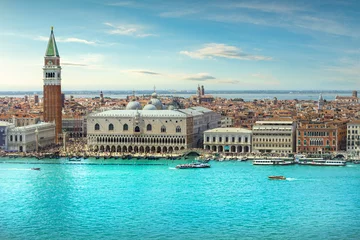 Türaufkleber Luftbild des Canal Grande von Venedig. Italien © stevanzz