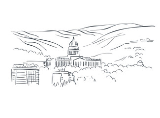 Salt Lake City Utah usa America vector sketch city illustration line art