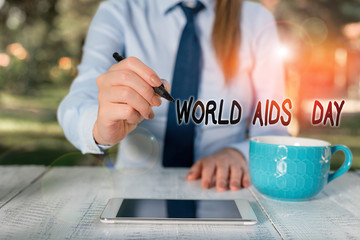 Word writing text World Aids Day. Business photo showcasing 1st December dedicated to raising...