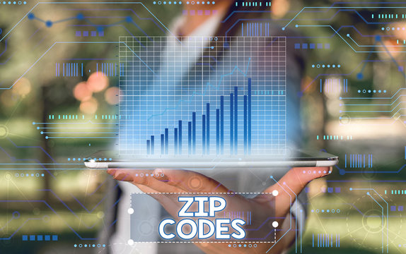 Word writing text Zip Codes. Business photo showcasing numbers added to a postal address to assist the sorting of mail