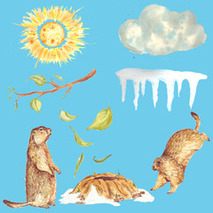 If the day is cloudy, the groundhog leaves the hole - spring will be early. If the day is sunny, he sees his shadow and, frightened of it, hides back - there will be another 6 weeks of winter.