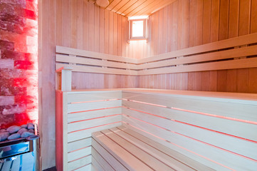 Russia, Moscow- July 21, 2019: interior room apartment. bathhouse, sauna