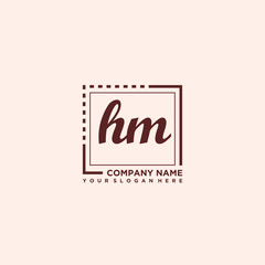 HM Initial handwriting logo concept, with line box template vector