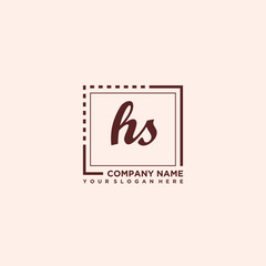 HS Initial handwriting logo concept, with line box template vector