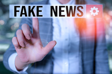 Text sign showing Fake News. Business photo showcasing Giving information to showing that is not...