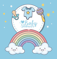 baby shower rainbow cloud cartoon rattle pacifier clothes