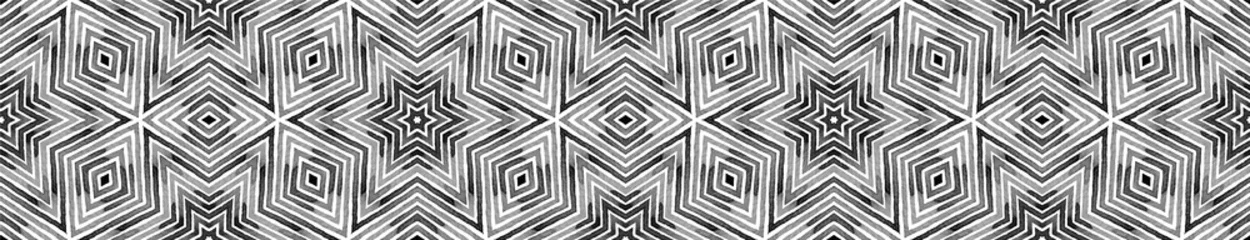 Fototapete Schwarz Weiß geometrisch modern Schwarz-Weiß-nahtlose Grenze Scroll. Geometrisch