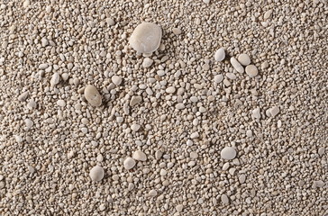Pebbles on sea shore background and texture