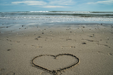 Fokus Strand unscharf Urlaub Herz in Sand