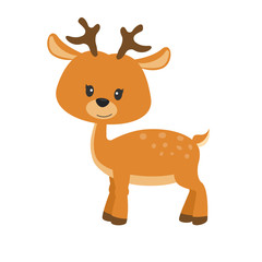 Obraz premium Cute deer with antlers on white background.