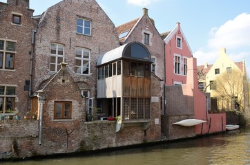 Houses at the riverfront in Ghent, Belgium