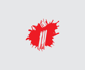 Initial I flat splatter logo icon. Abstract ink splash design.