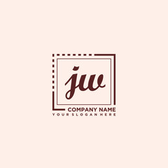 JW Initial handwriting logo concept, with line box template vector