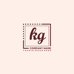 KG Initial handwriting logo concept, with line box template vector