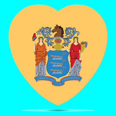 New Jersey Flag In Heart Shape Vector illustration Eps 10