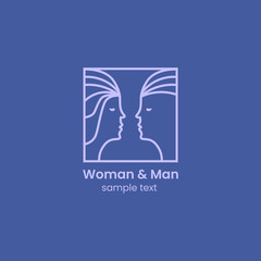 Woman and Man line Logo. Vector illustration.