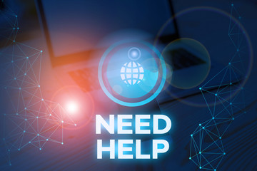 Writing note showing Need Help. Business concept for When someone is under pressure and cannot...