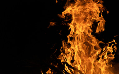 burning fire in the dark