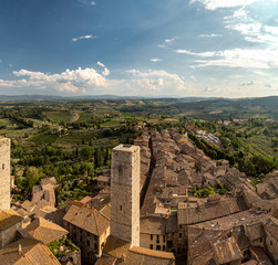 Fototapeta na wymiar Summer landscape view over San Gimignano Italy Panorama