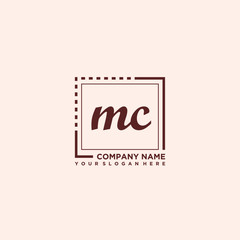 MC Initial handwriting logo concept, with line box template vector