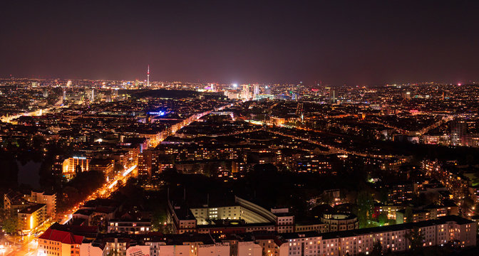 Berlin Night City View From Radio Tower