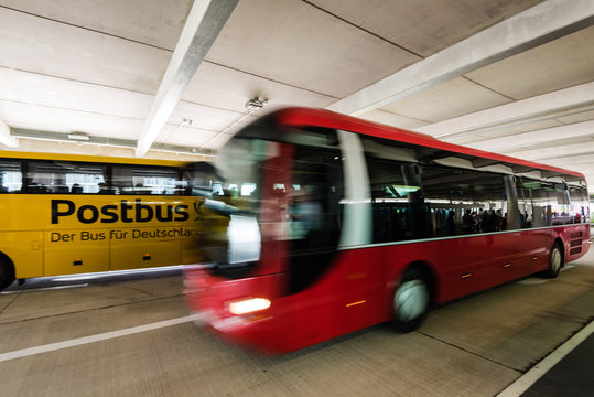 Two long distance busses in the new Stuttgart Central Bus Station