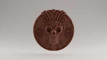 Chocolate Skull Coin Front View 3d illustration 3d render