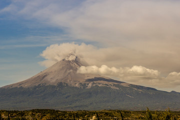 fumarole coming out of the volcano Popocatepetl crater