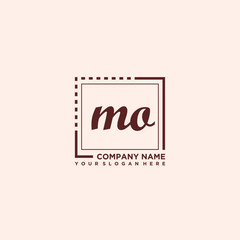 MO Initial handwriting logo concept, with line box template vector