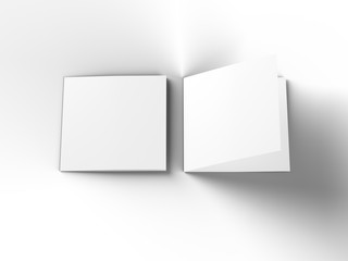 Brochure in square format folded to two - mockup. 3d illustration