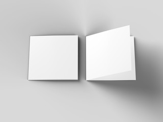 Brochure in square format folded to two - mockup. 3d illustration