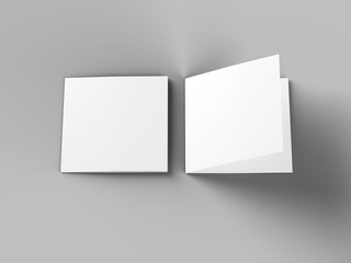 Brochure in square format folded to two - mockup. 3d illustration