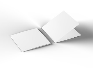 Brochure in square format folded to two - mockup. 3d illustration