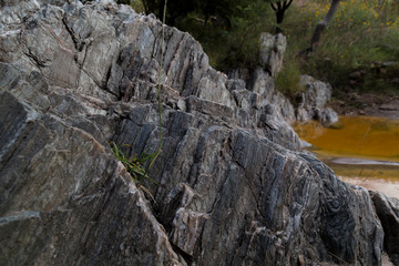 granite rock, quartz and nickel streaks