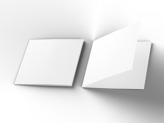 Brochure in square format folded to two - mockup. 3d illustration