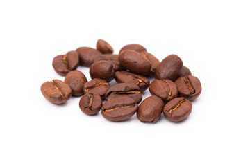 Coffee beans isolated on a white background area for copy space.