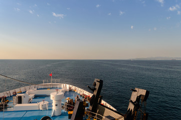 Ferry boat traveling from Athens to Mykonos