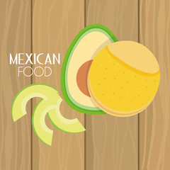 mexican tortilla and avocado food, traditional celebration design