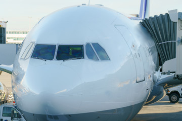 Airliner cockpit closeup