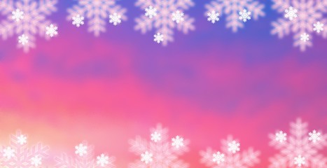 abstract pink and purple sky background with snowflakes