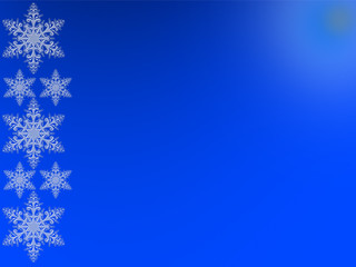 White snowflakes on a blue background