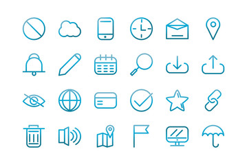 user interface icons set blue gradient