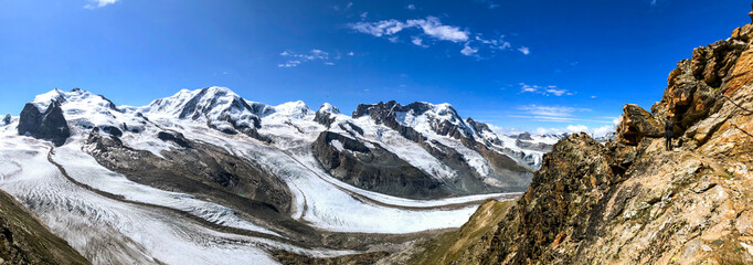 gorner glacier, gornergrat zermatt panorama in summer