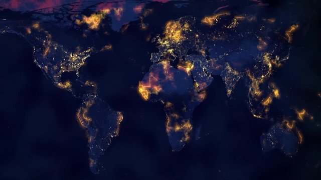 World map global technology and telecommunication network