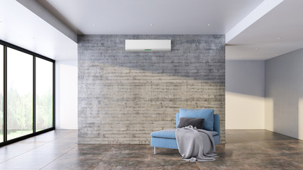 Fototapeta premium large luxury modern bright interiors with air conditioning illustration 3D rendering