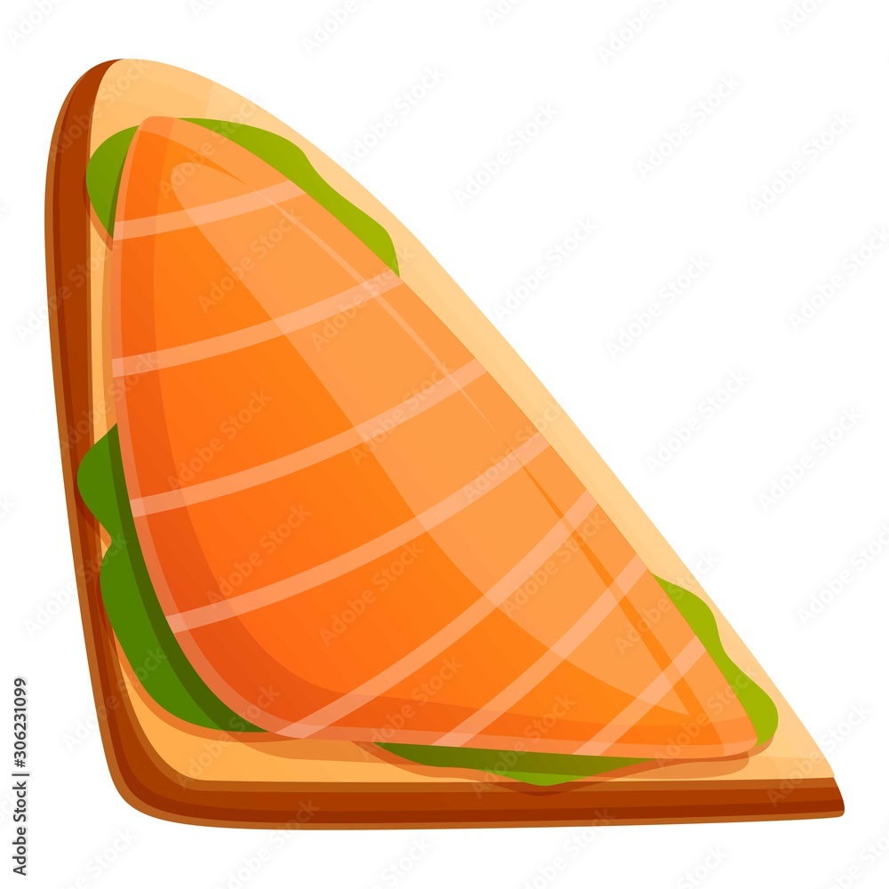 Poster salmon toast icon. cartoon of salmon toast vector icon for web design isolated on white background