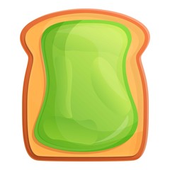 Green jam toast icon. Cartoon of green jam toast vector icon for web design isolated on white background
