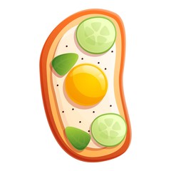 Fried egg toast icon. Cartoon of fried egg toast vector icon for web design isolated on white background